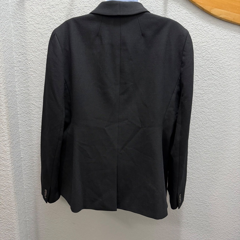 J. Crew Black Blazer Women's Size 14 Shawl Collar Single Button Wool Blend - Picture 2 of 11